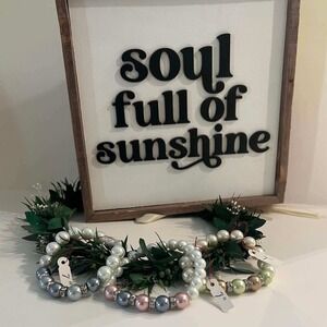 Handmade Faux Pearl‎ Stretch Bracelet Set Rhinestone Spacers 7 Inch Bridal Party
